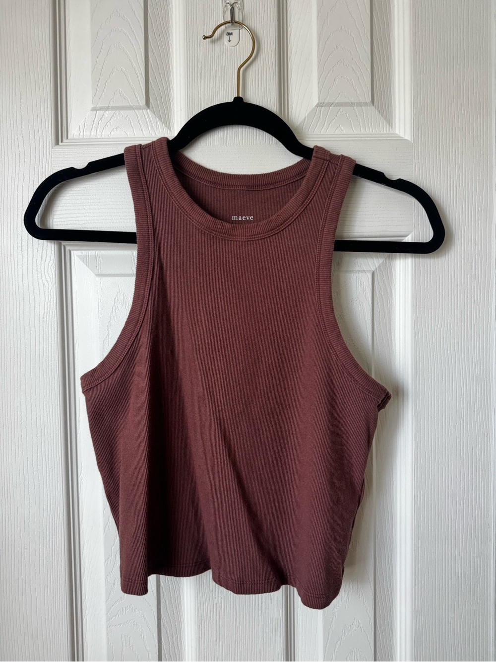 Maeve Ribbed Crop Tank in Mauve Rose